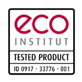 Sello de calidad de eco-INSTITUT para productos especialmente poco contaminantes.