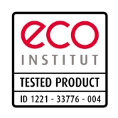Sello de calidad de eco-INSTITUT para productos especialmente poco contaminantes.